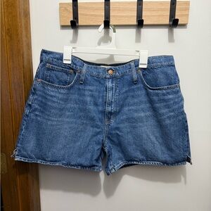 Madewell Relaxed Mid-Length Denim Jean Shorts split hem